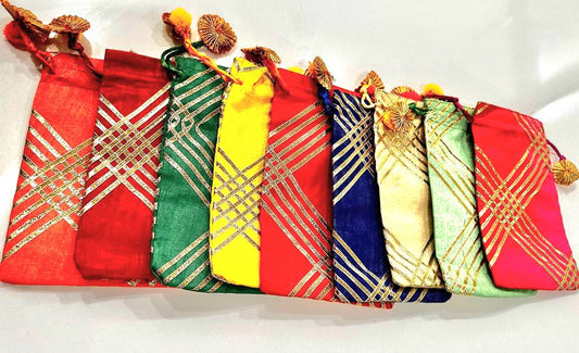 Indian Silk Handmade Potli Bag Pouch Drawstring Bag Wedding Favour Return Gift for Guests