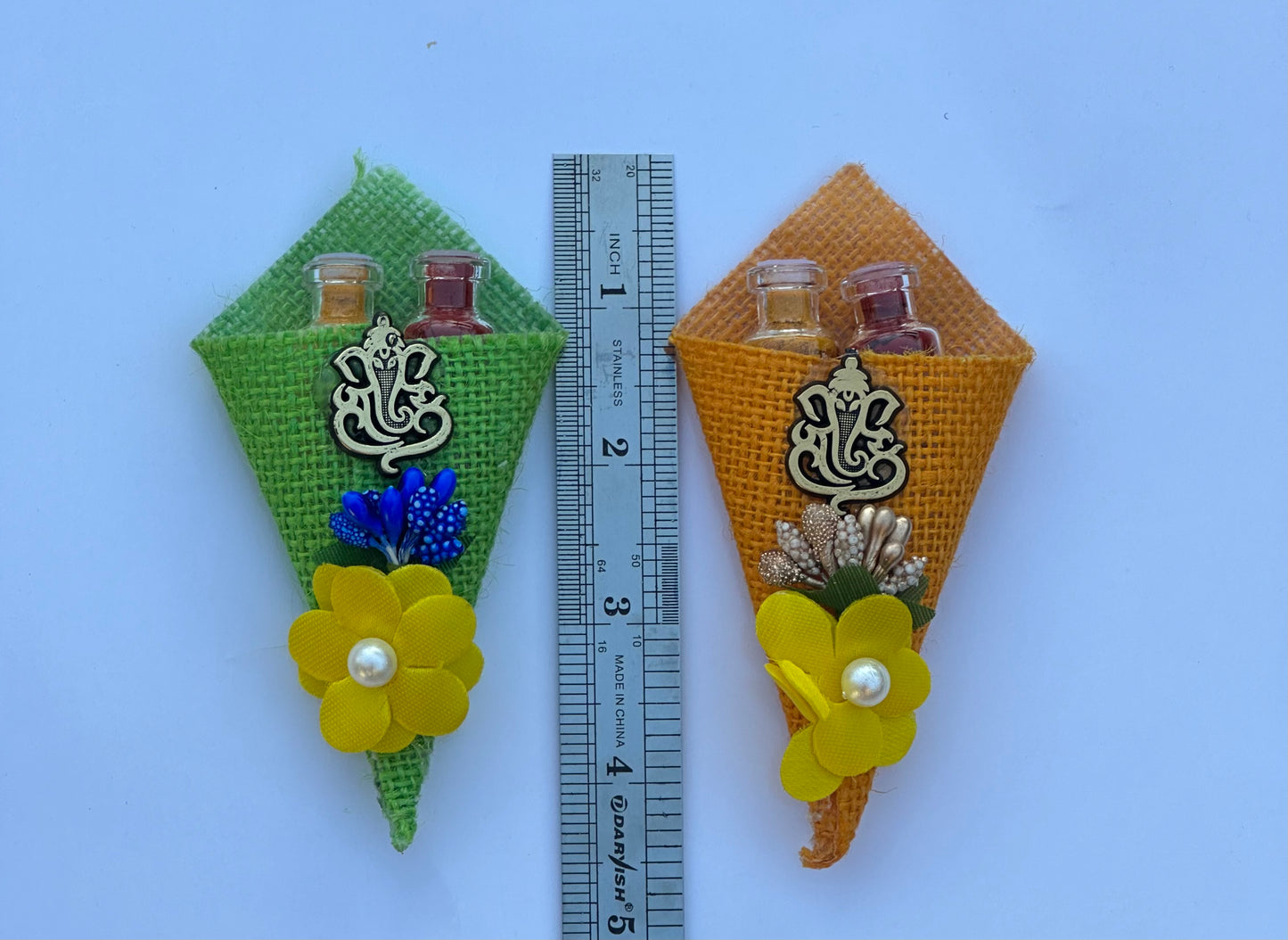 Cone Shaped Haldi Kumkum With Ganesh Return Gifts