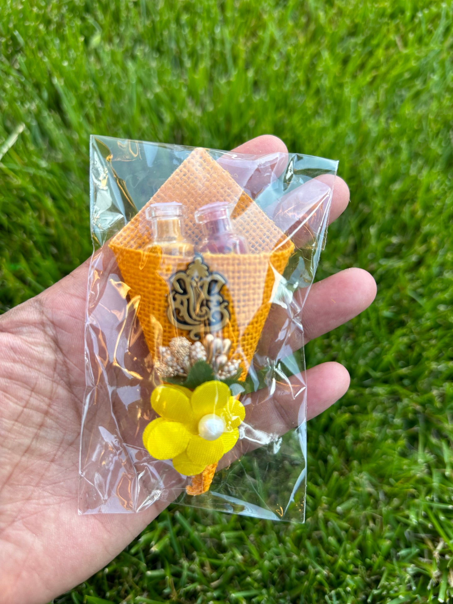 Cone Shaped Haldi Kumkum With Ganesh Return Gifts