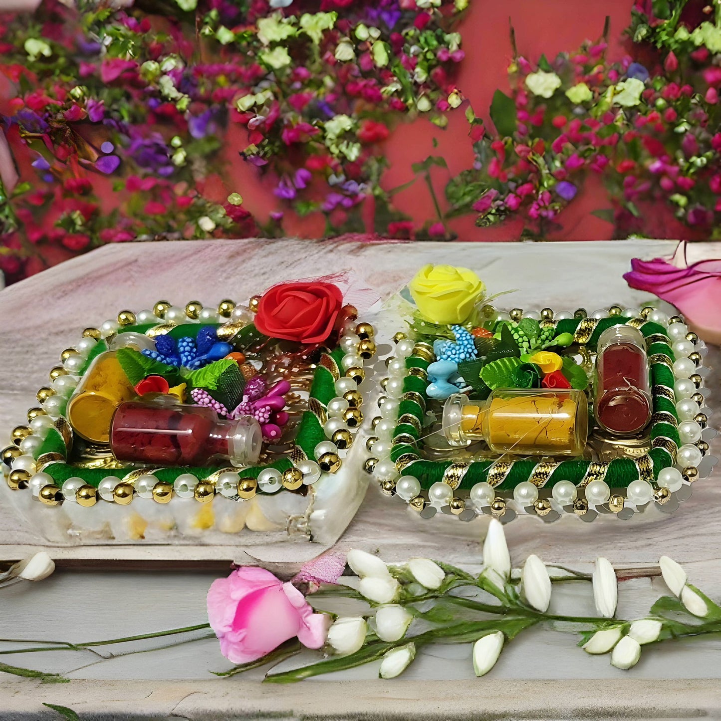 Puja Haldi kumkum Thali Set (Platter type)