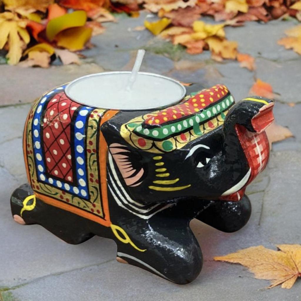 Kondapalli Wooden Handcrafted Elephant shaped Tea Light Holder