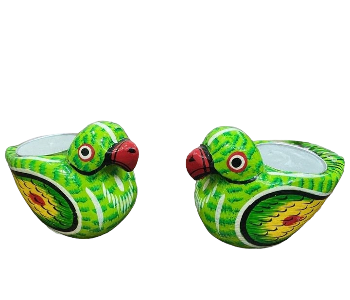 Kondapalli Wooden Handcrafted Parrot shaped Tea Light Holder